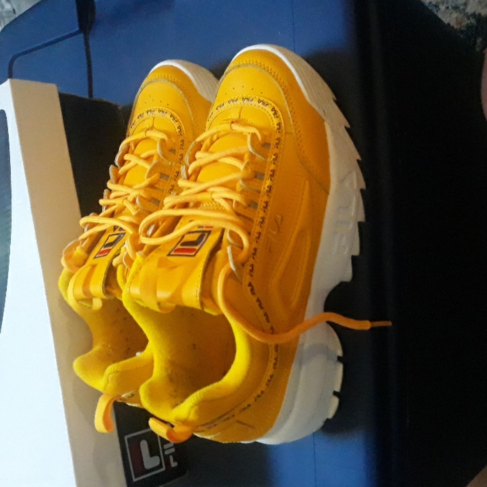 Mustard yellow Filas.